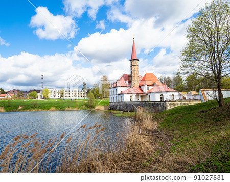 Priory Palace on shore of Black Lake in Gatchina Priory Palace on shore of Black Lake in Gatchina 91027881