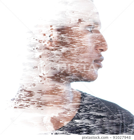 Pixelsort effect combined with a portrait of a black man Pixelsort effect combined with a portrait of a black man 91027948