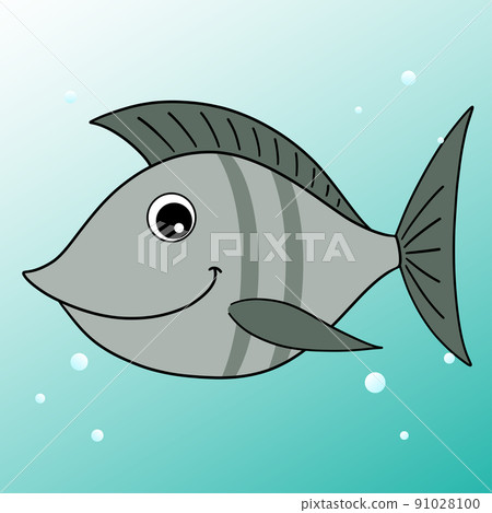Fish. Stylized cartoon drawing of a fish. Fishing. Zodiac sign. Waterfowl. Fish vector. 91028100