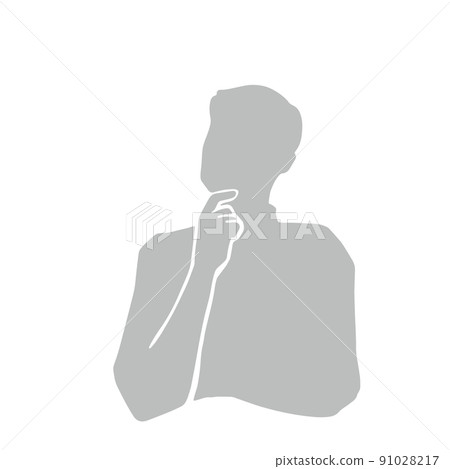 男性剪影質疑象形圖灰色 男性剪影質疑象形圖灰色 91028217