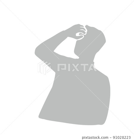 Male silhouette scratching the head pictogram gray Male silhouette scratching the head pictogram gray 91028223