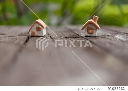 Two cute houses of unglazed pottery 91028282