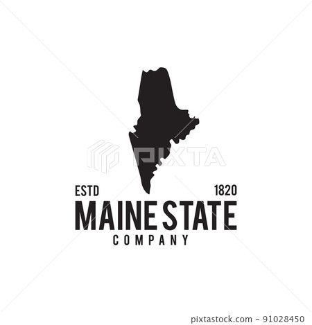 Maine state outline map logo design Maine state outline map logo design 91028450