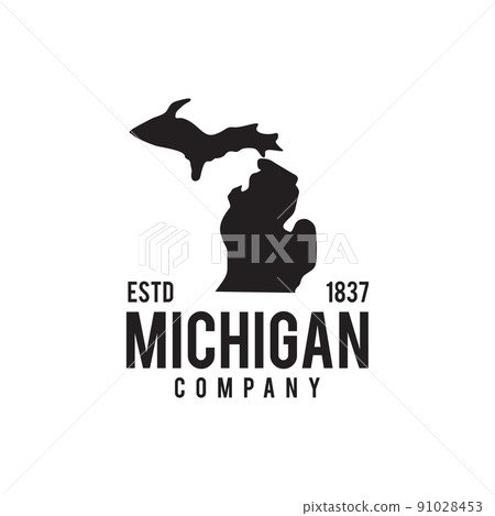 Michigan map outline map logo design Michigan map outline map logo design 91028453