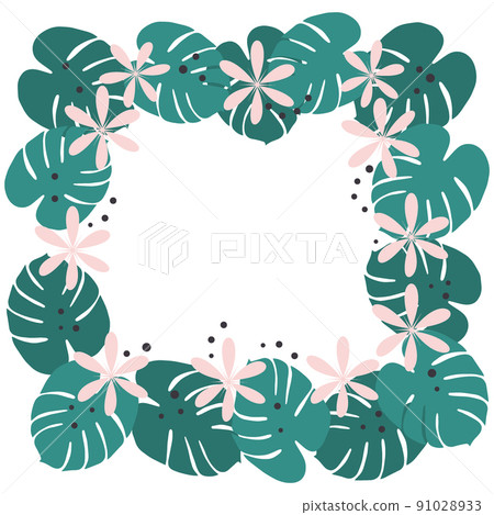 Square summer bright frame with hand drawn summer elements in trendy muted colors with copyspace. Square summer bright frame with hand drawn summer elements in trendy muted colors with copyspace. 91028933