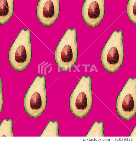 Seamless low poly avocado pattern Seamless low poly avocado pattern 91029356