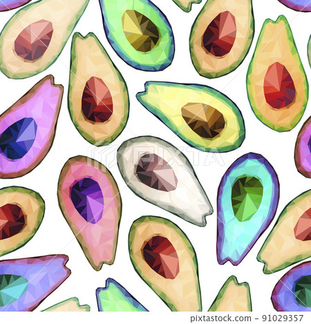 Seamless low poly avocado pattern Seamless low poly avocado pattern 91029357