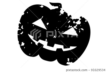 Jack-o-lantern 圖標，煙熏郵票風格 91029534