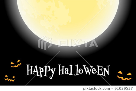 萬聖夜海報，在滿月和黑暗的傑克 O 燈籠 91029537