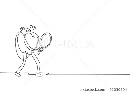 Single continuous line drawing heart organ mascot holding magnifying glass in search of something. Health of cardiovascular system. Power and strength of heart organ. One line draw design vector 91030204