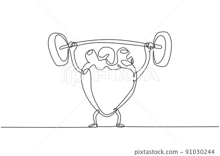 Continuous one line drawing sports fitness - Stock Illustration