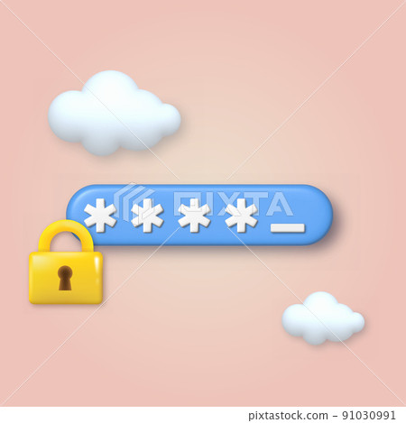 3d locked password field with padlock. Vector 3d locked password field with padlock. Vector 91030991