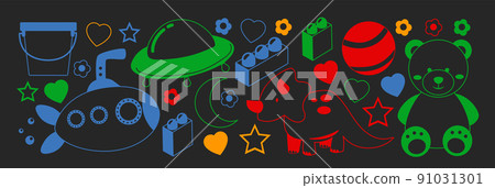 Creativity and imagination. Vector icons with school items. Creativity and imagination. Vector icons with school items. 91031301