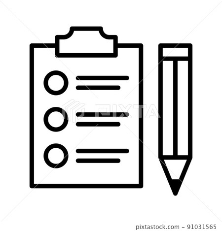 Checklist and pencil icon. Pictogram isolated on a white background. 91031565