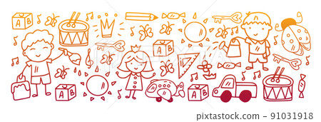 Creativity and imagination. Vector icons with school items. Creativity and imagination. Vector icons with school items. 91031918