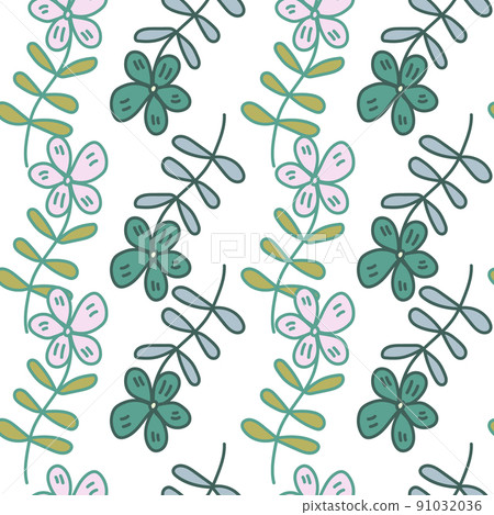Simple outline flower seamless pattern. Floral wallpaper. 91032036