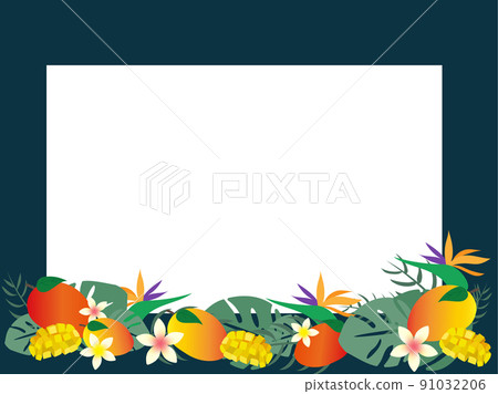Square mango and tropical plant frame 91032206
