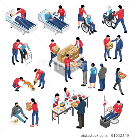 Volunteering Isometric Set 91032249