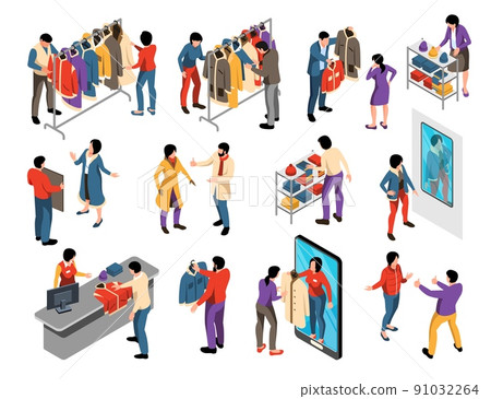 Isometric Outerwear Store Icons 91032264