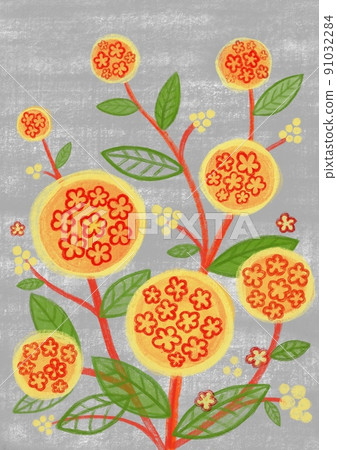 幻花、黃花、橙花、小花簇 幻花、黃花、橙花、小花簇 91032284