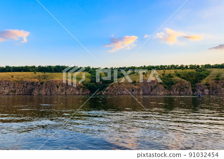 View of the Dnieper river in Zaporizhia, Ukraine 91032454