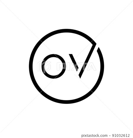 Initial Circle Letter OV Logo Design Vector Template. Abstract Minimal OV Letter Logo Design 91032612