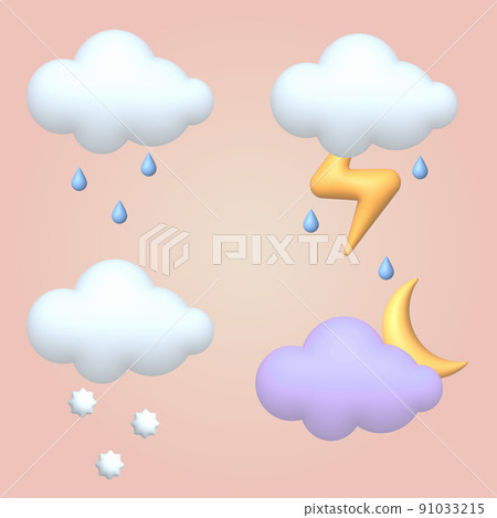 Set of 3d weather icons. Cloud sign. Vector Set of 3d weather icons. Cloud sign. Vector 91033215