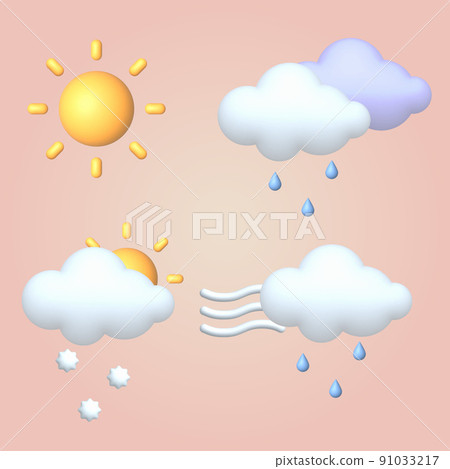 Set of 3d weather icons. Cloud sign. Vector Set of 3d weather icons. Cloud sign. Vector 91033217