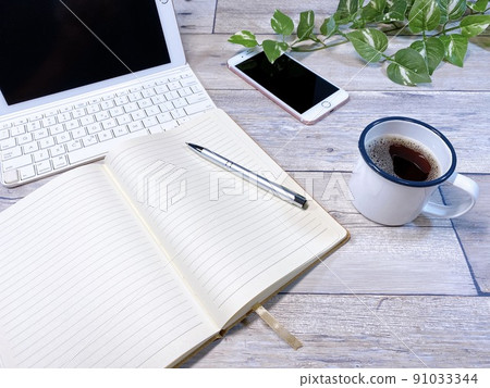 Coffee break business scene desk work Coffee break business scene desk work 91033344