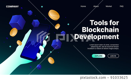 Blockchain Development Tools. Landing Page Horizontal Template Blockchain Development Tools. Landing Page Horizontal Template 91033625