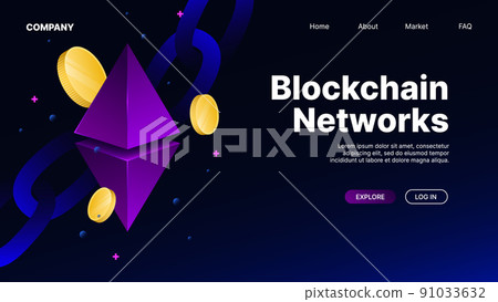 Blockchain Networks. Isometric Web Banner Template Blockchain Networks. Isometric Web Banner Template 91033632