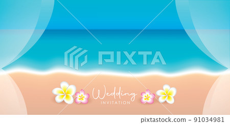 wedding invitation seascape on a beautiful beach wedding invitation seascape on a beautiful beach 91034981