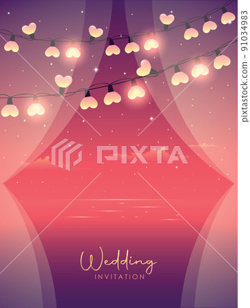 wedding invitation by the sea starry night and heart fairy light wedding invitation by the sea starry night and heart fairy light 91034983