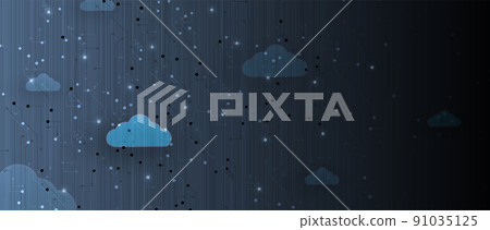 Cloud technology. Integrated digital web concept background 91035125