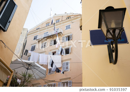 streets of historic Center of Kerkyra town 91035397