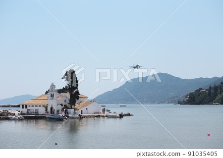 Vlacherna Monastery Kanoni and Mouse islands, Corfu, Greece 91035405