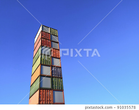 Multicolored container tower, non habitable building, Italy 91035578