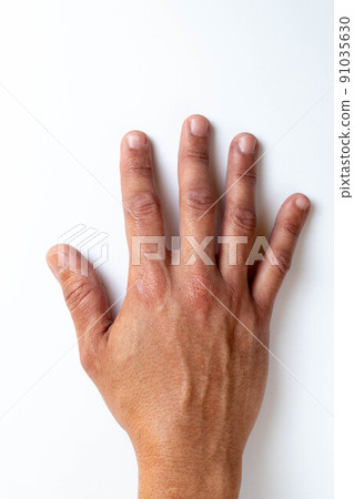 Toes, hands and nails. Male human body parts 20 to 30 years old 91035630