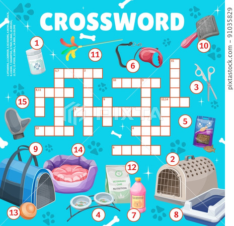 Cat and kitten pet care crossword grid Stock Illustration