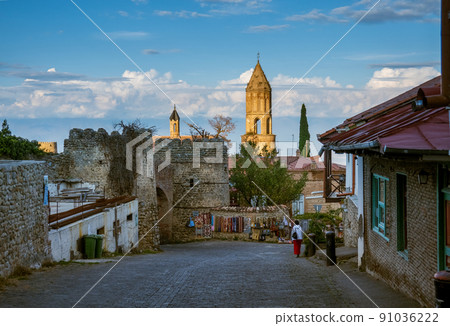 Street of old town with church Street of old town with church 91036222