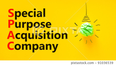 SPAC special purpose acquisition company symbol. Concept words SPAC special purpose acquisition company on beautiful yellow background. Business SPAC special purpose acquisition company concept. 91036539