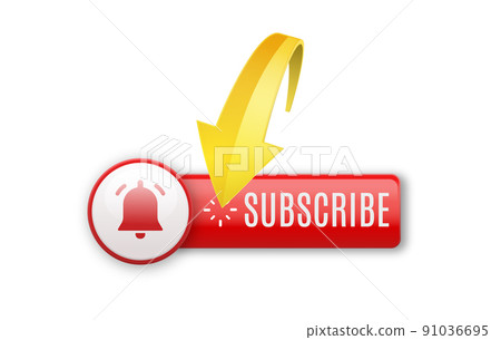 Realistic glossy subscribe button and yellow arrow 91036695