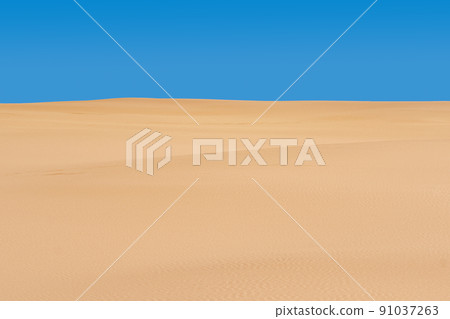 lifeless sandy desert landscape under blue sky lifeless sandy desert landscape under blue sky 91037263