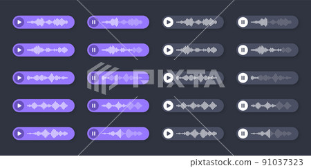 Voice, audio message, speech bubble. SMS text frame. Social media chat or messaging app conversation. Voice assistant, recorder. Sound wave pattern. Dark mode. Vector illustration Voice, audio message, speech bubble. SMS text frame. Social media chat or messaging app conversation. Voice assistant, recorder. Sound wave pattern. Dark mode. Vector illustration 91037323
