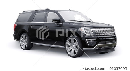 Black Premium Family SUV isolated on white background. 3d rendering 91037695