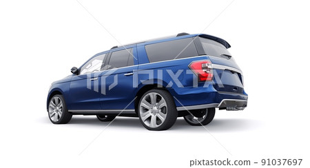Blue Premium Family SUV isolated on white background. 3d rendering 91037697