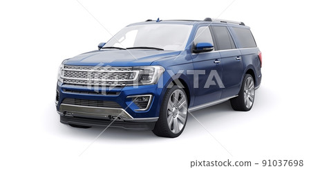Blue Premium Family SUV isolated on white background. 3d rendering Blue Premium Family SUV isolated on white background. 3d rendering 91037698