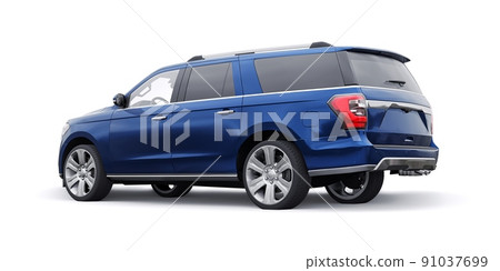 Blue Premium Family SUV isolated on white background. 3d rendering 91037699