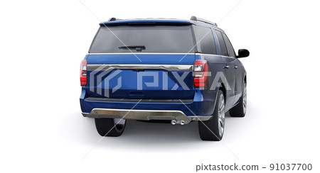 Blue Premium Family SUV isolated on white background. 3d rendering 91037700