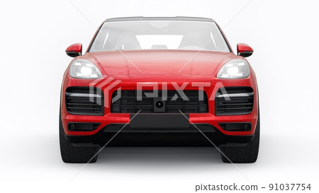 Red 3d model of a sports SUV in a coupe body on a white background. 3d rendering. 91037754
